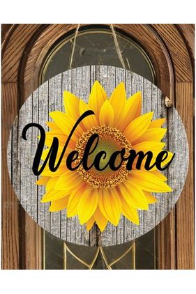 Shop For Sunflower Welcome Rustic Round Sign - Wreath Enhancement
