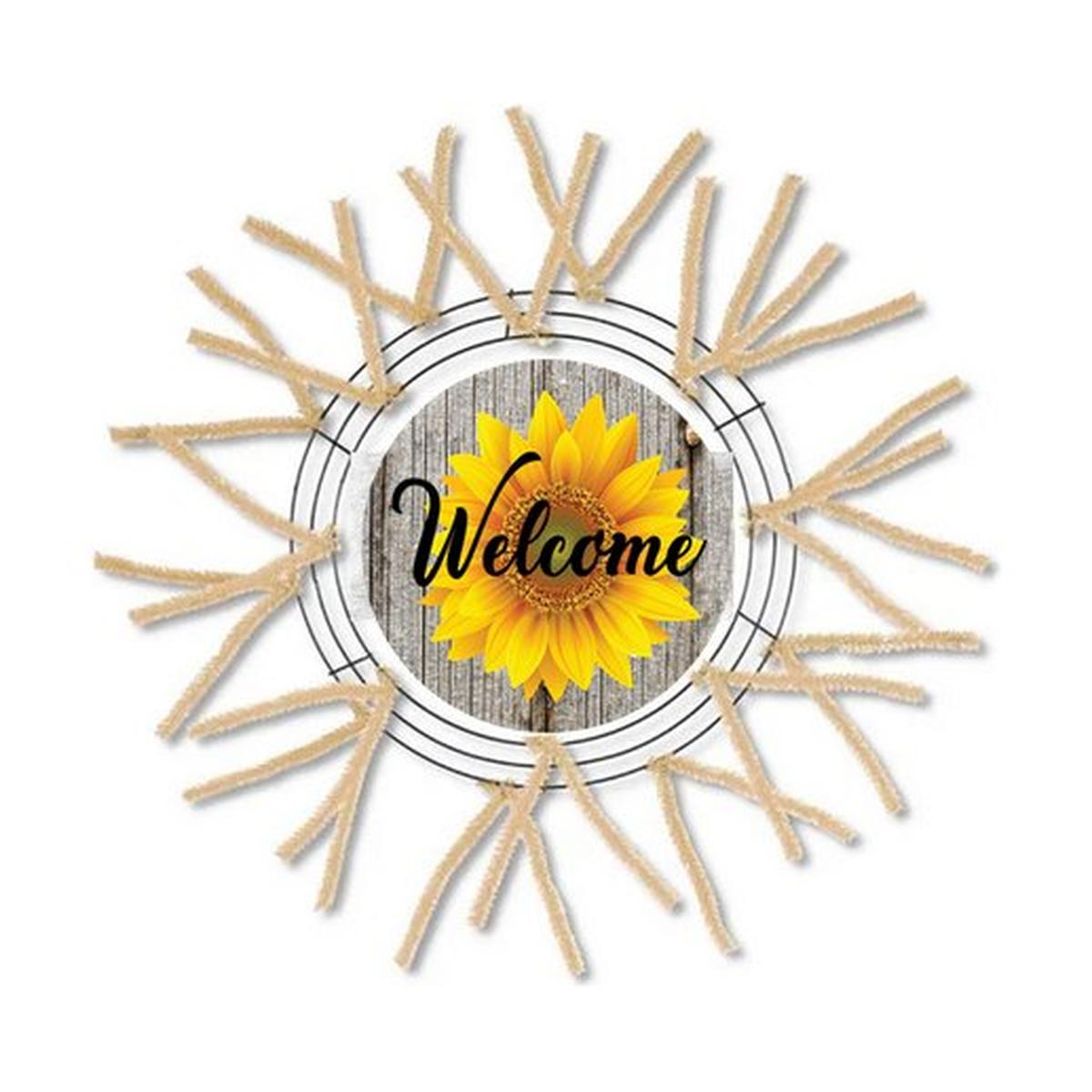 Shop For Sunflower Welcome Rustic Round Sign - Wreath Enhancement at Michelle's aDOORable Creations