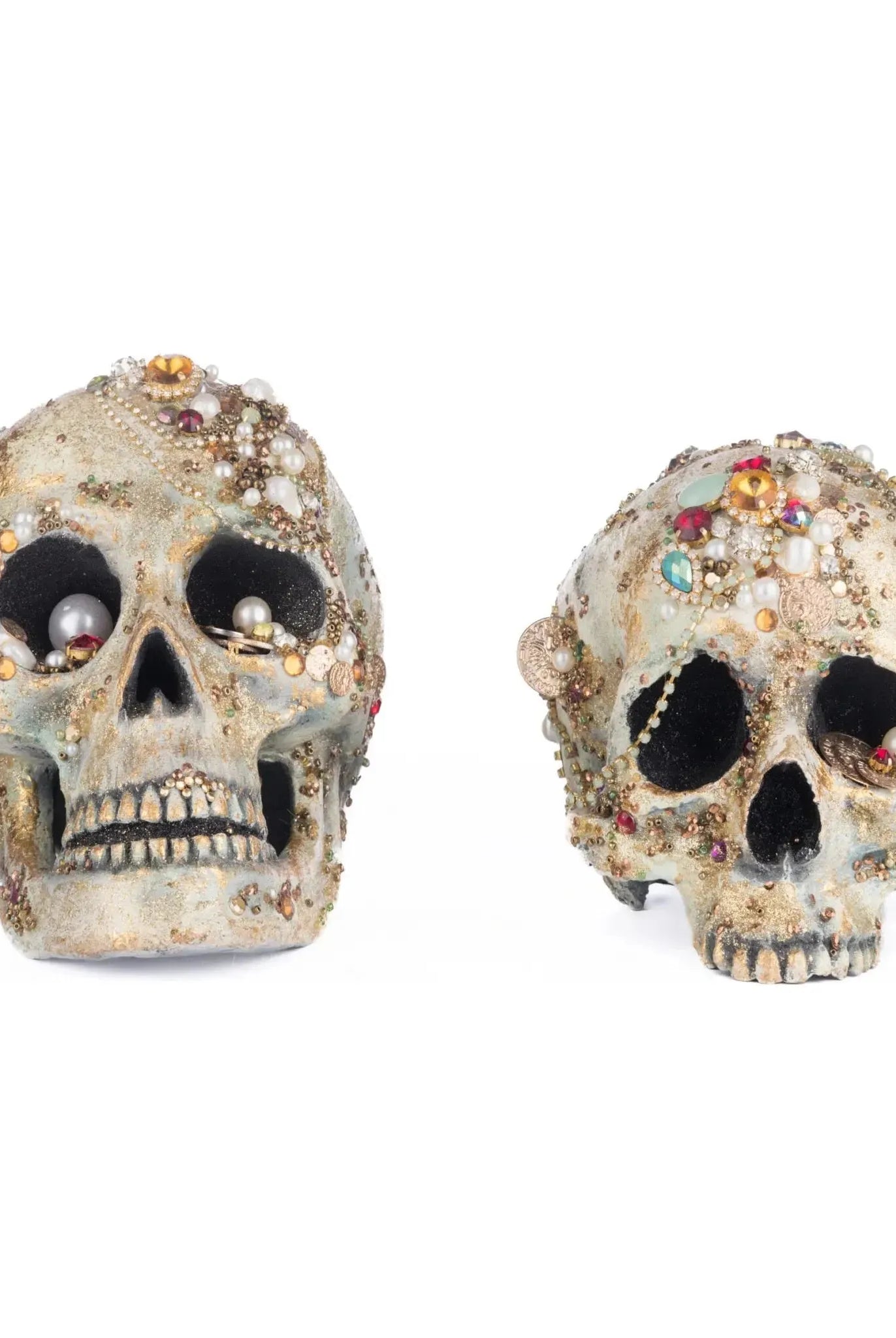 Tabletop Jewel Encrusted Skulls Assortment of 2 - Michelle's aDOORable Creations - Halloween Decor