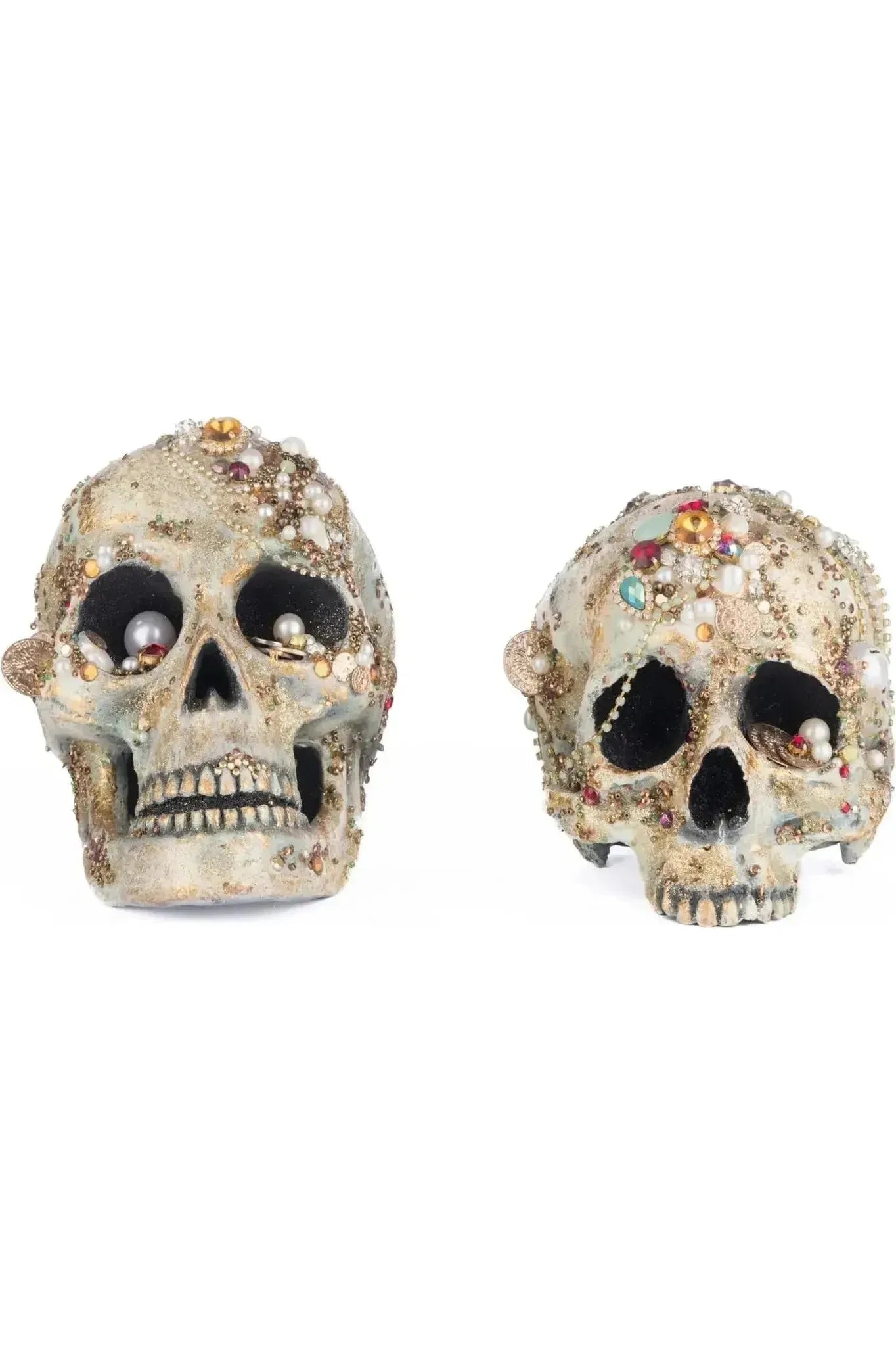 Shop For Tabletop Jewel Encrusted Skulls Set of 2 at Michelle's aDOORable Creations