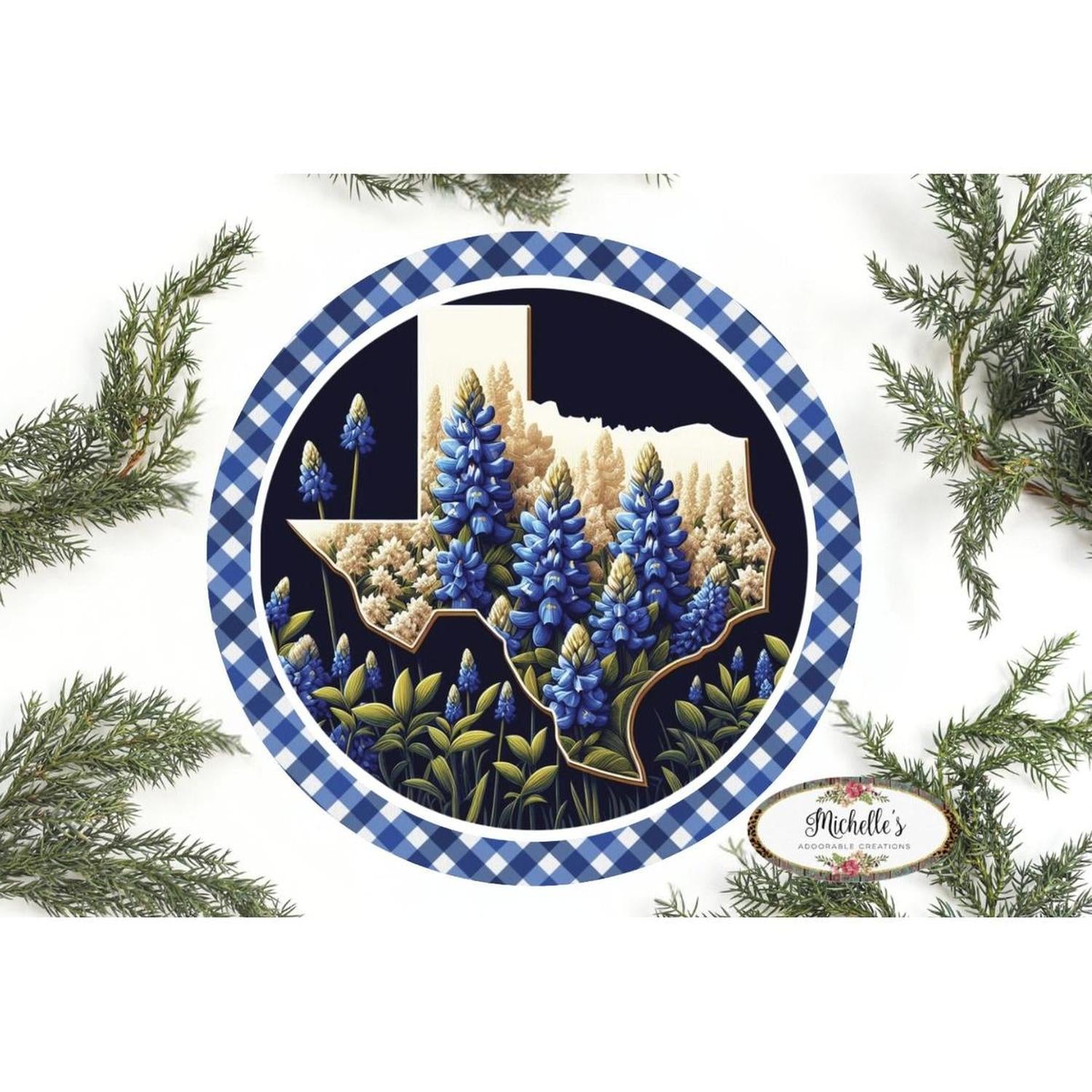 Texas Bluebonnets Round Sign