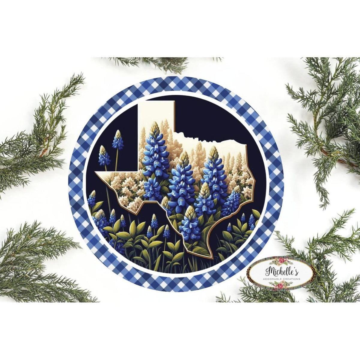 Shop For Texas Bluebonnets Round Sign at Michelle's aDOORable Creations