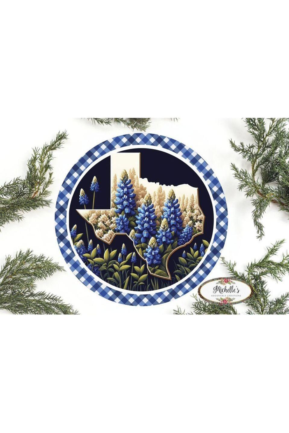 Shop For Texas Bluebonnets Round Sign at Michelle's aDOORable Creations