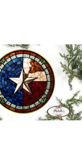 Texas Lone Star State Round Sign - Wreath Enhancement - Michelle's aDOORable Creations - Signature Signs