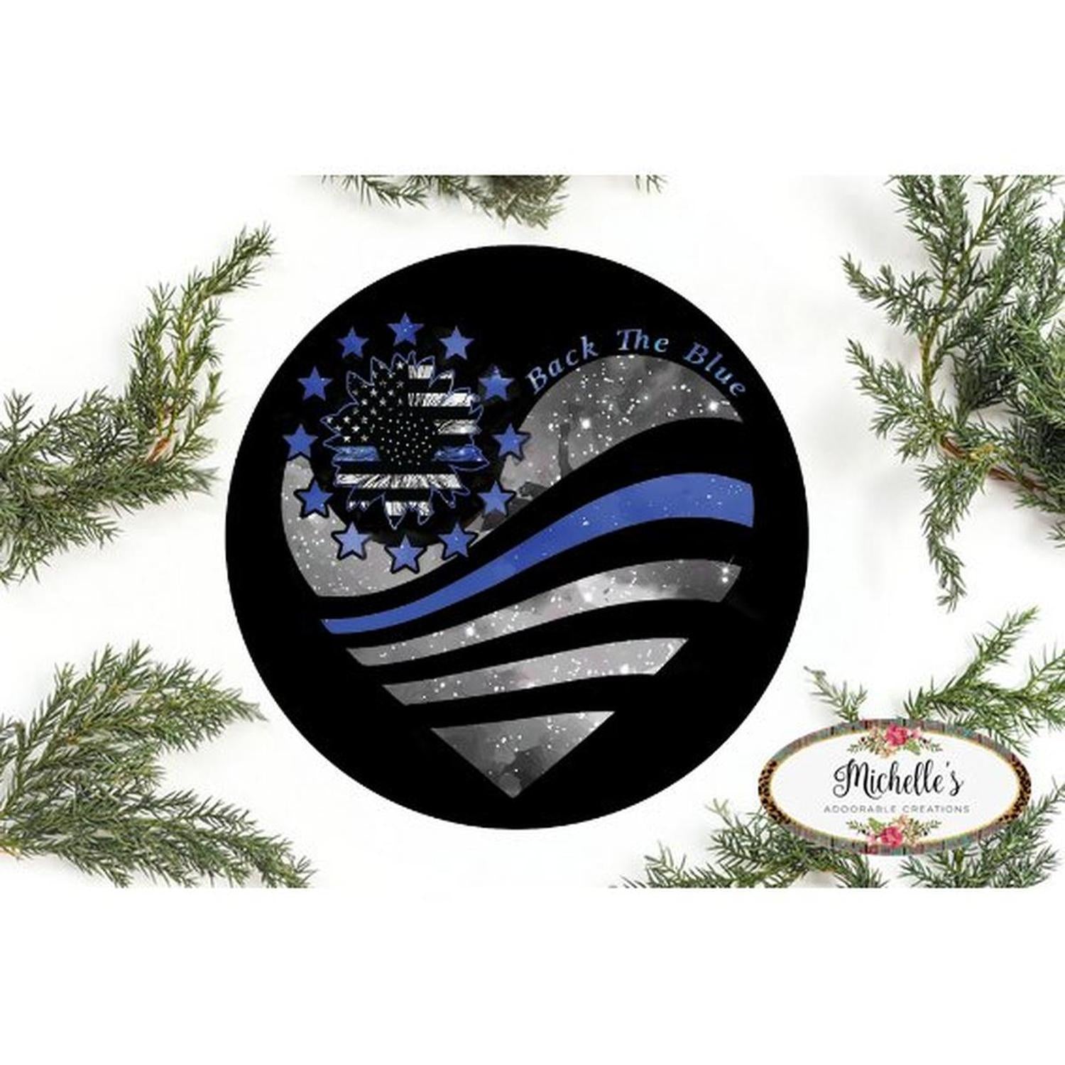 Thin Blue Line Heart Support Sign