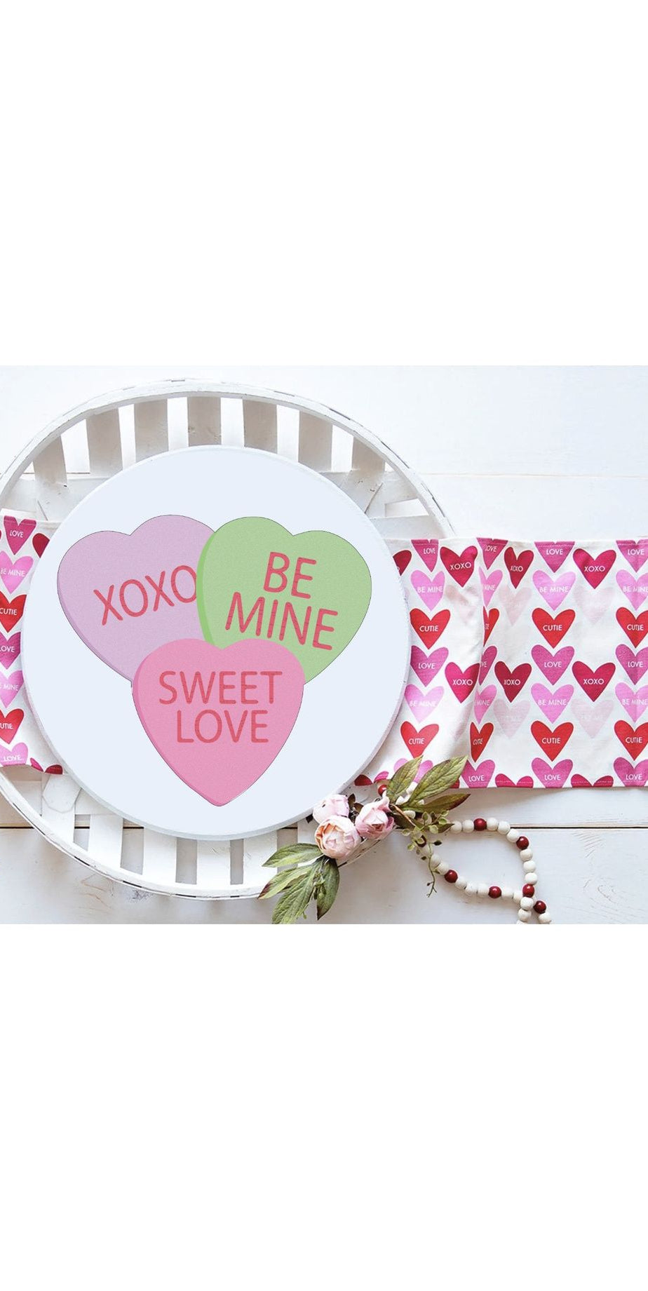 Triple Conversation Hearts Valentine Candy Sign - Wreath Enhancement - Michelle's aDOORable Creations - Signature Signs