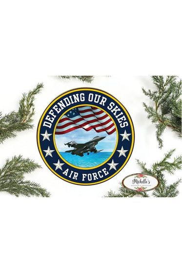 United States Air Force Round Sign - Wreath Enhancement - Michelle's aDOORable Creations - Signature Signs