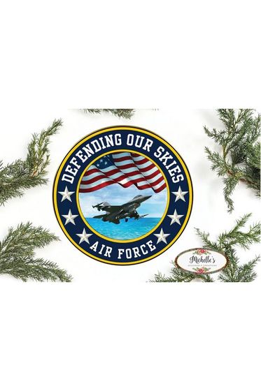 United States Air Force Round Sign - Wreath Enhancement - Michelle's aDOORable Creations - Signature Signs