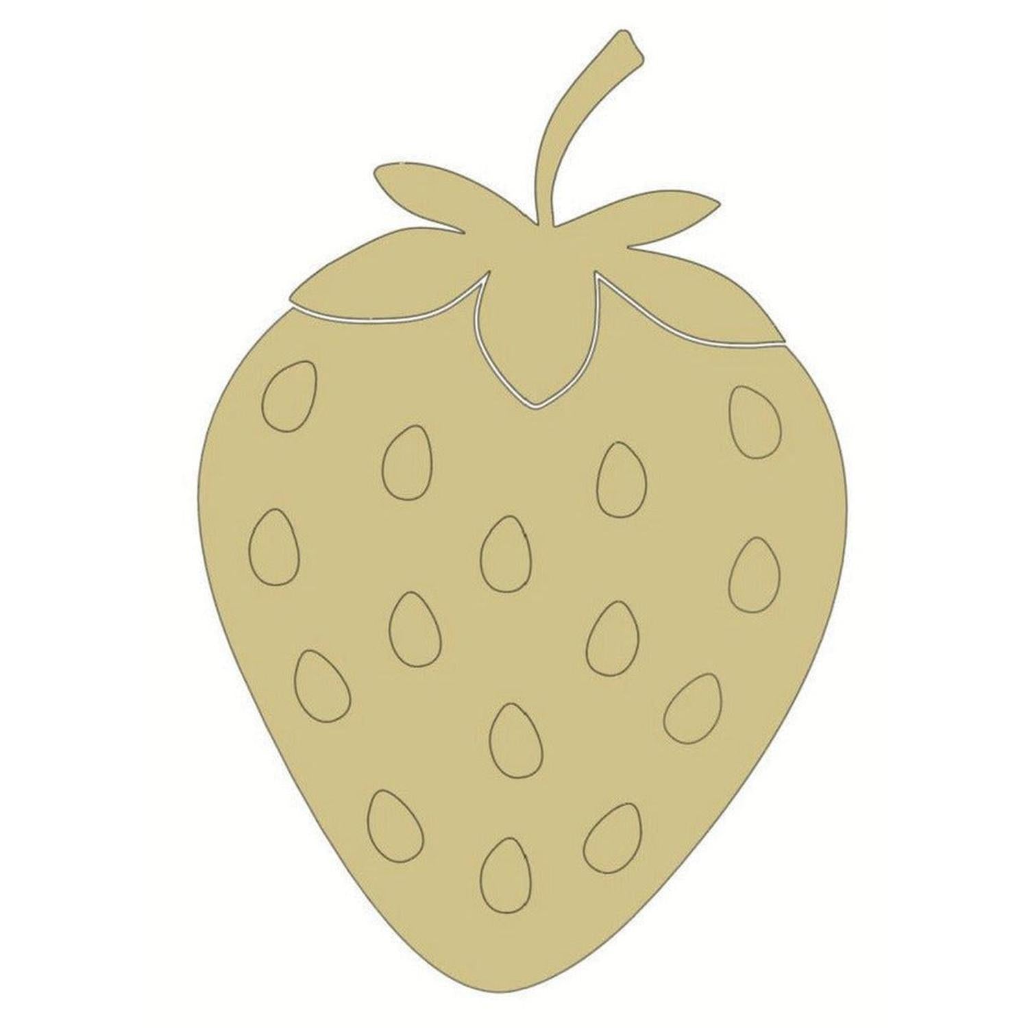 Unpainted MDF Strawberry with Lines Cutout