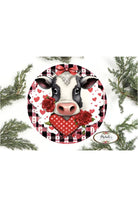 Valentine Dairy Cow Round Sign - Wreath Enhancement - Michelle's aDOORable Creations - Signature Signs