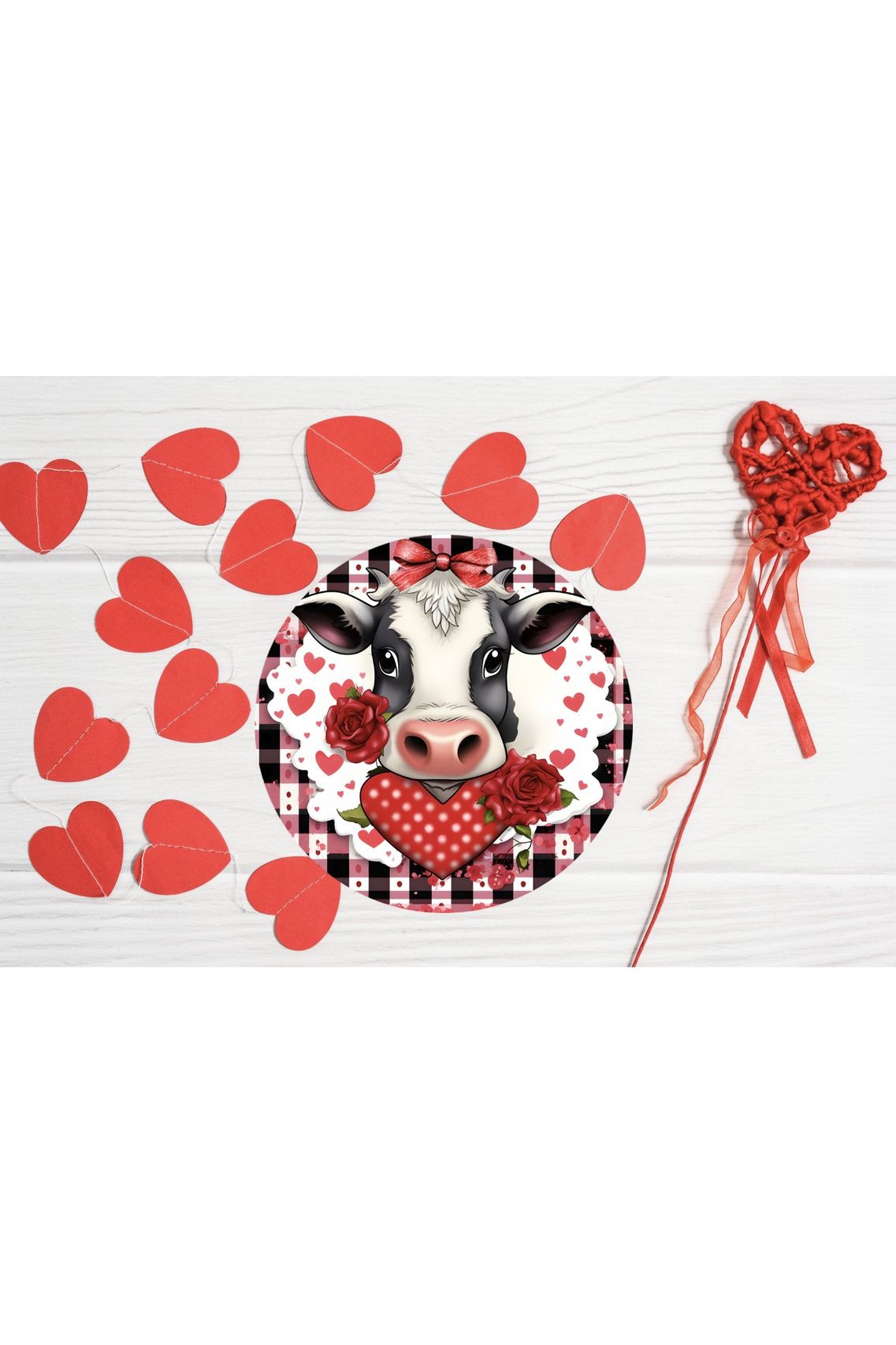 Shop For Valentine Dairy Cow Round Sign - Wreath Enhancement