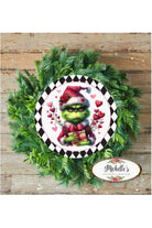 Valentine Green Monster Hearts Sign - Wreath Enhancement - Michelle's aDOORable Creations - Signature Signs