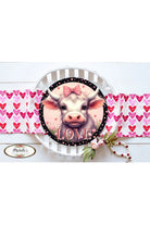 Valentine Highland Cow Round Sign - Wreath Enhancement - Michelle's aDOORable Creations - Signature Signs