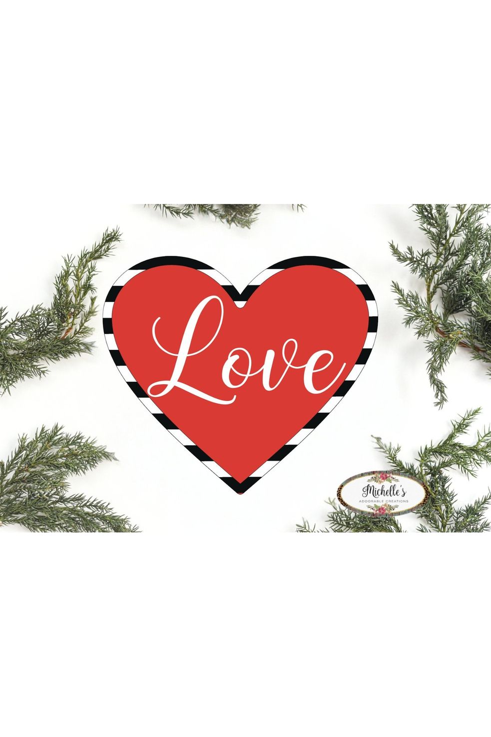 Valentine Love Striped Heart Sign - Michelle's aDOORable Creations - Signature Signs