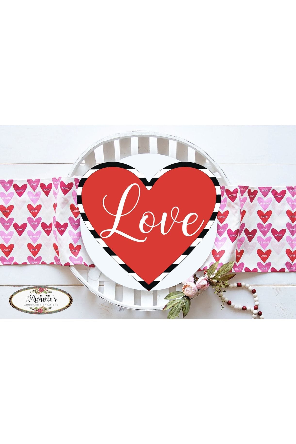 Valentine Love Striped Heart Sign - Michelle's aDOORable Creations - Signature Signs