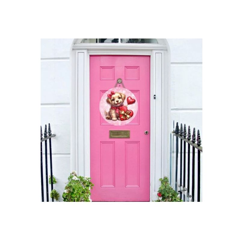 Shop For Valentine Puppy Candy Hearts Round Sign - Wreath Enhancement at Michelle's aDOORable Creations