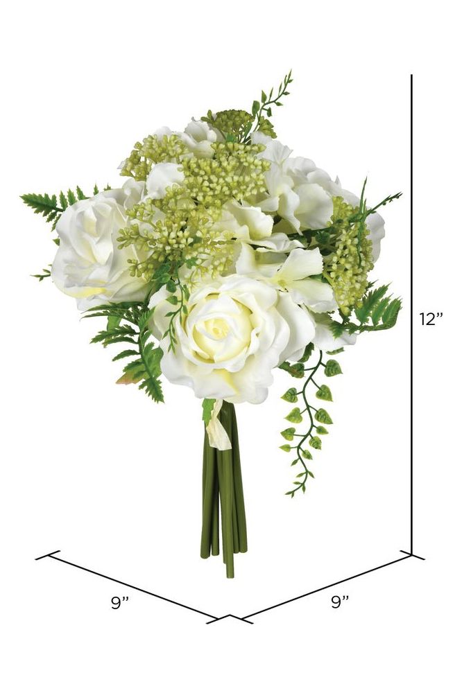 Shop For Vickerman 12'' Artificial White Rose Bouquet (Pack of 2) FS190501
