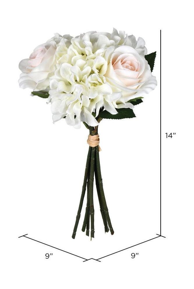 Shop For Vickerman 14" Artificial White Rose and Hydrangea Bundle FD190111