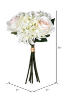 Vickerman 14" Artificial White Rose and Hydrangea Bundle - Michelle's aDOORable Creations - Sprays and Picks
