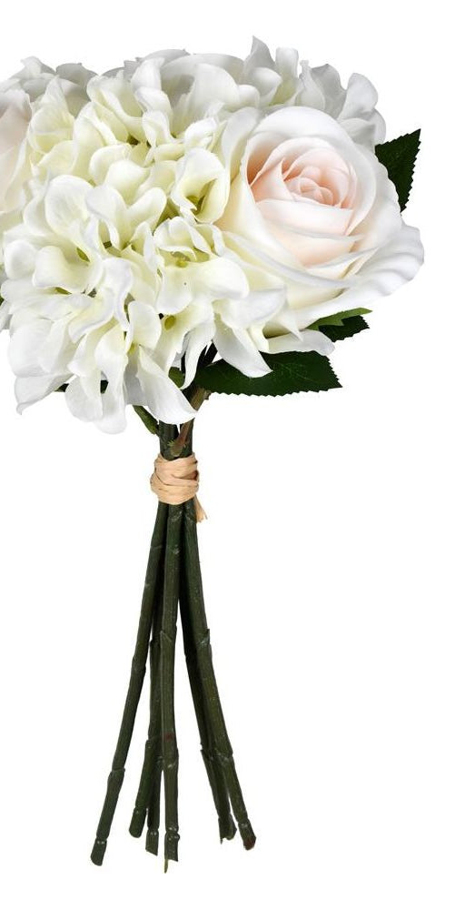 Vickerman 14" Artificial White Rose and Hydrangea Bundle - Michelle's aDOORable Creations - Sprays and Picks