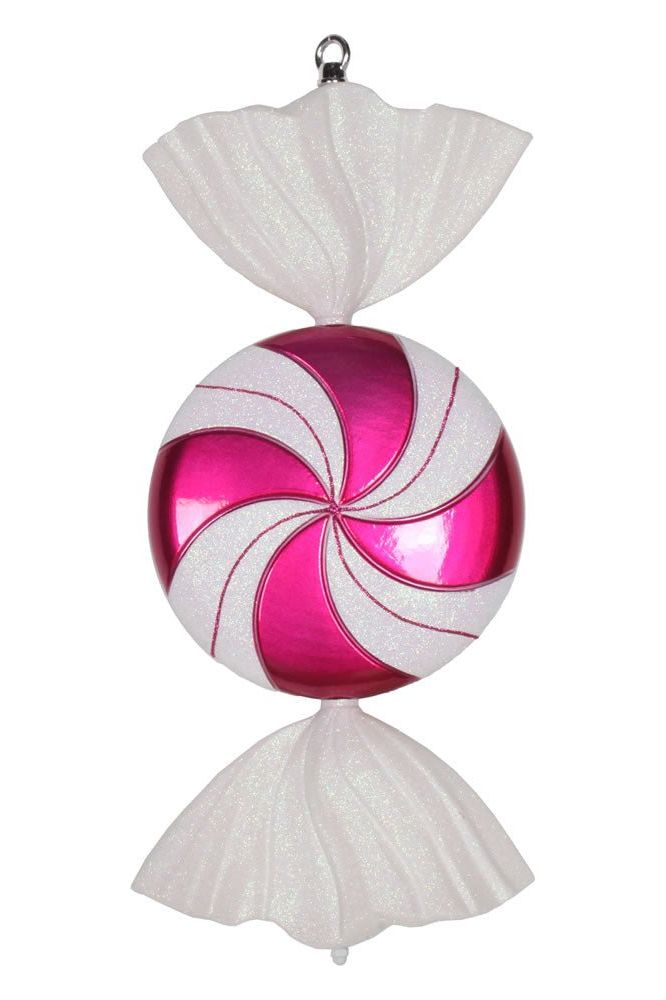 Vickerman 18.5" Cerise-White Swirl Candy Ornament - Michelle's aDOORable Creations - Holiday Ornaments