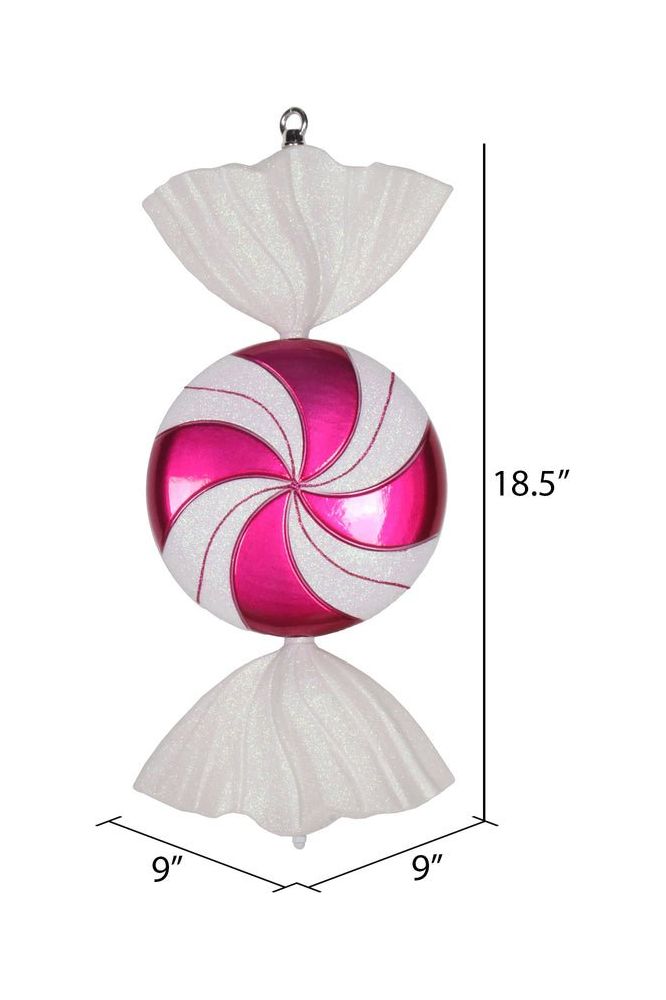 Vickerman 18.5" Cerise-White Swirl Candy Ornament - Michelle's aDOORable Creations - Holiday Ornaments