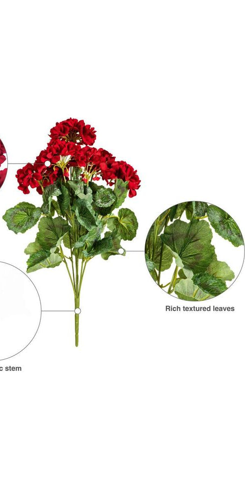 Vickerman 19.5" Artificial Red Geranium Bush - Michelle's aDOORable Creations - Sprays and Picks