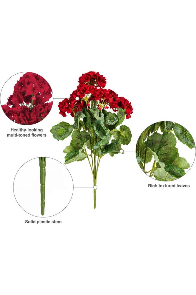 Vickerman 19.5" Artificial Red Geranium Bush - Michelle's aDOORable Creations - Sprays and Picks