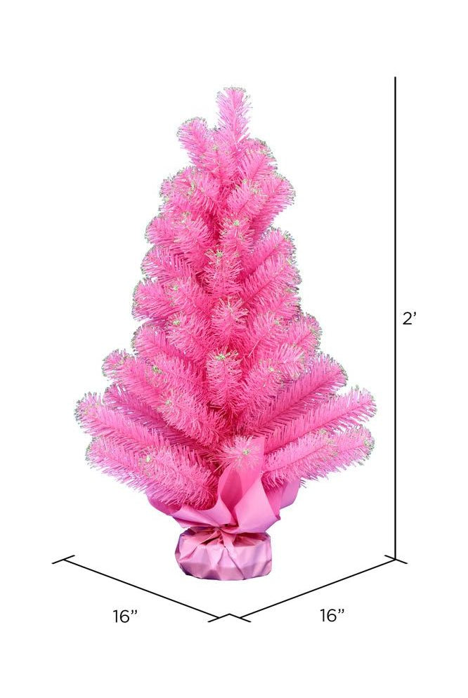 Shop For Vickerman 2' Pink Tinsel Artificial Christmas Tree, Unlit G190524