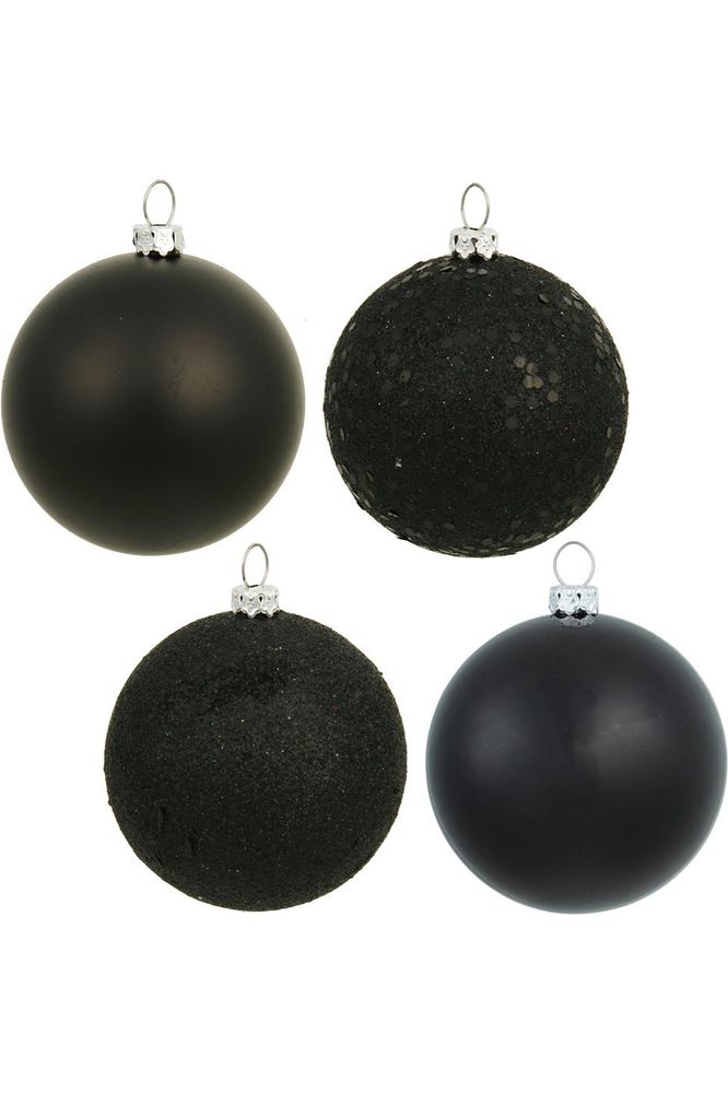 Vickerman 2.75" Black 4-Finish Ball Ornament Assortment (Set of 20) - Michelle's aDOORable Creations - Holiday Ornaments