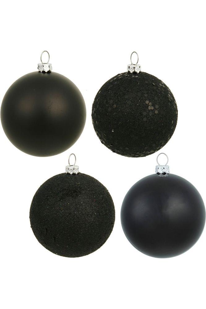 Vickerman 2.75" Black 4-Finish Ball Ornament Assortment (Set of 20) - Michelle's aDOORable Creations - Holiday Ornaments