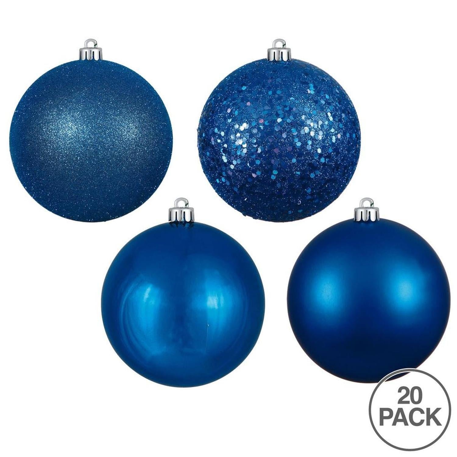Blue Christmas Ball Ornament Assortment (Set of 20)