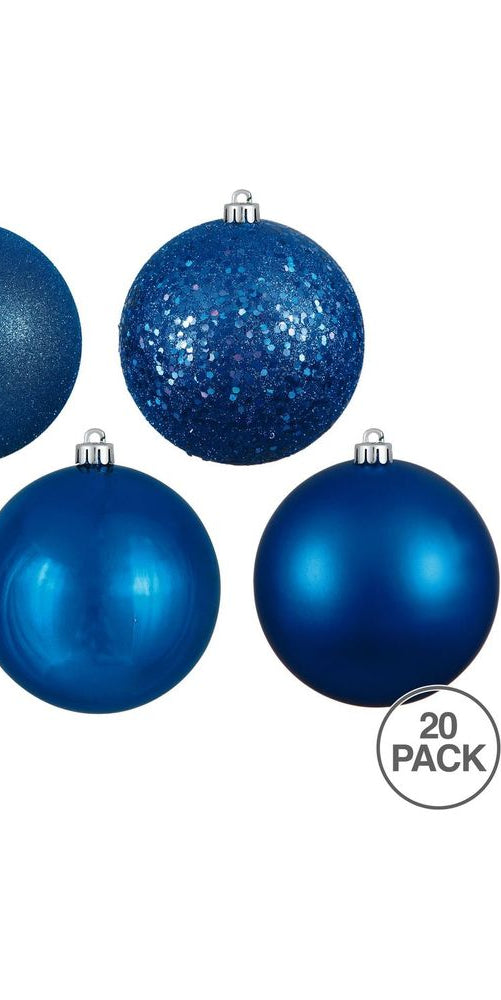 Vickerman 2.75" Blue 4-Finish Ball Ornament Assortment (Set of 20) - Michelle's aDOORable Creations - Holiday Ornaments