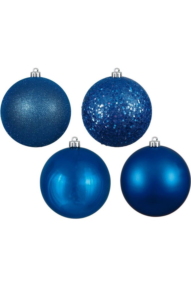 Vickerman 2.75" Blue 4-Finish Ball Ornament Assortment (Set of 20) - Michelle's aDOORable Creations - Holiday Ornaments