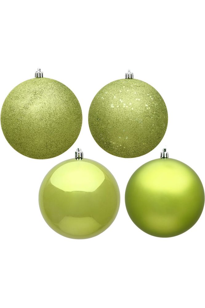 Vickerman 2.75" Lime Green 4-Finish Ball Ornament Assortment (Set of 20) - Michelle's aDOORable Creations - Holiday Ornaments