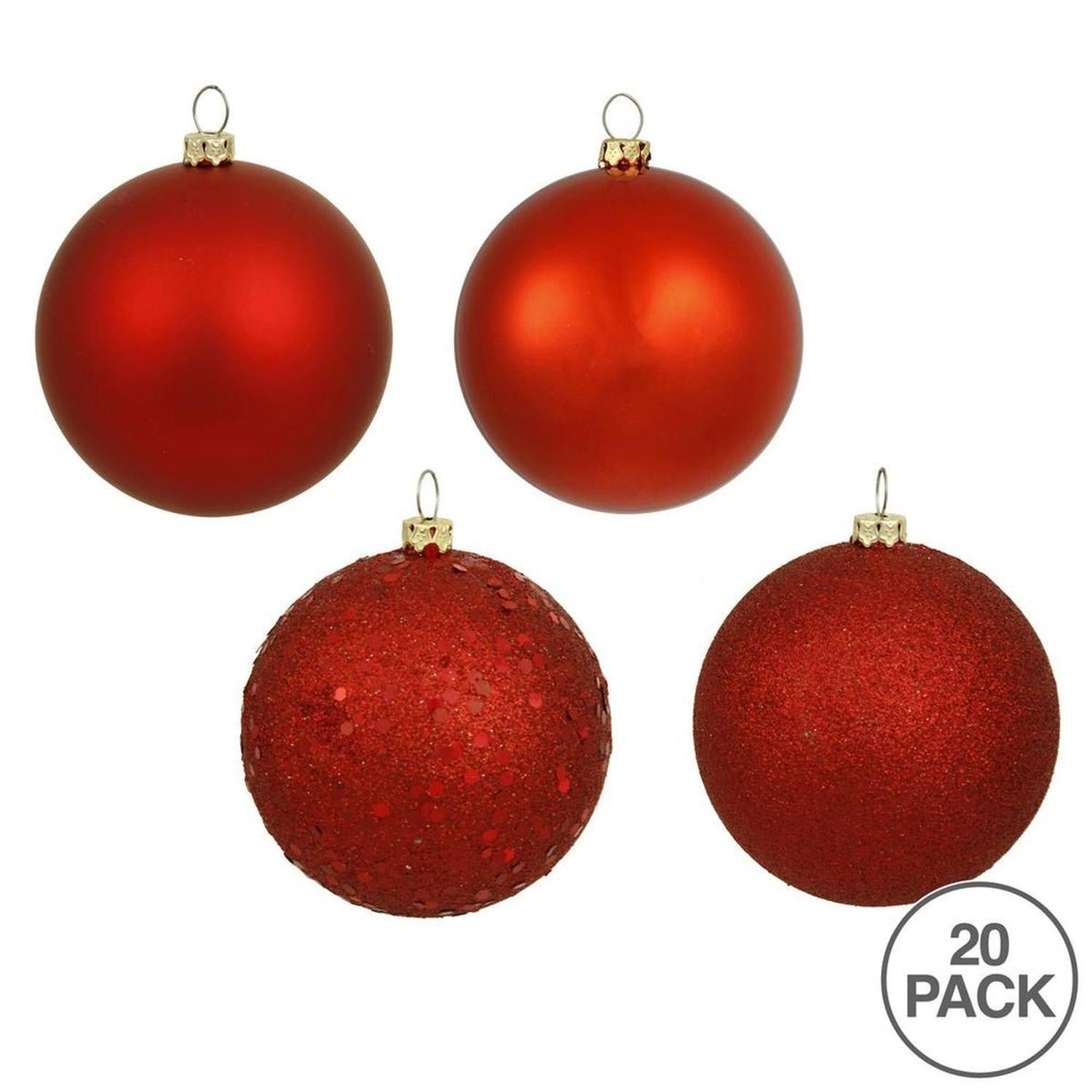 Red Christmas Ball Ornament Assortment (Set of 20)