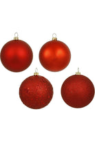 Vickerman 2.75" Red 4-Finish Ball Ornament Assortment (Set of 20) - Michelle's aDOORable Creations - Holiday Ornaments