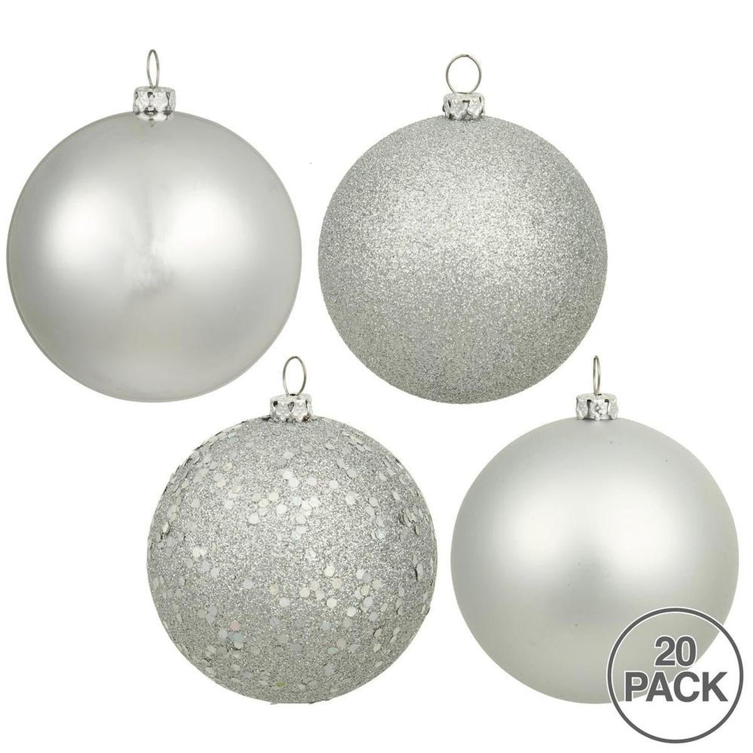 Silver Christmas Ball Ornament Assortment (Set of 20)