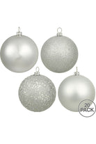 Vickerman 2.75" Silver 4-Finish Ball Ornament Assortment (Set of 20) - Michelle's aDOORable Creations - Holiday Ornaments
