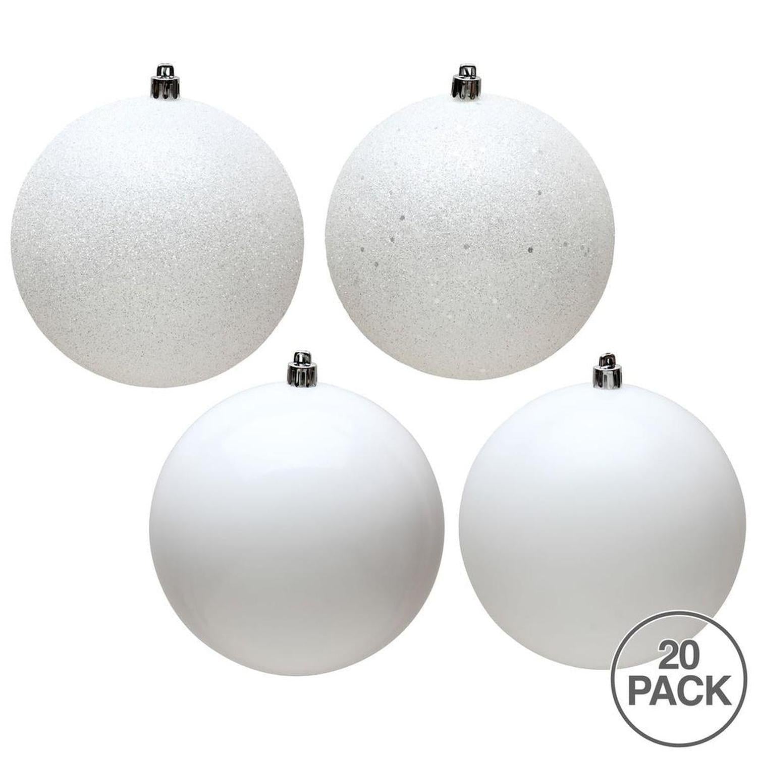 White 4-Finish Ball Ornament Assortment (Set of 20)
