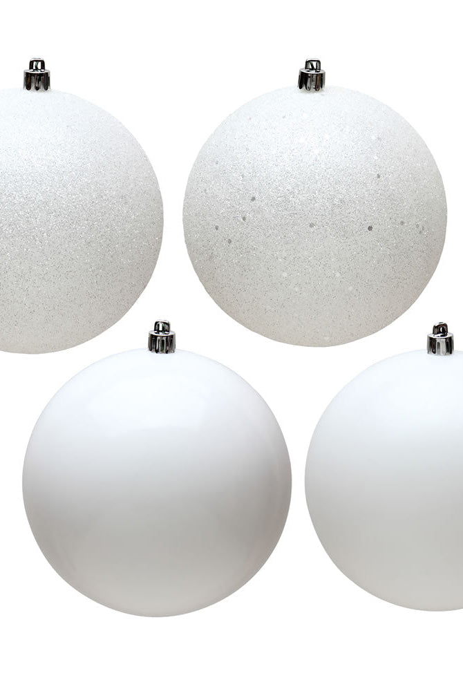 Vickerman 2.75" White 4-Finish Ball Ornament Assortment (Set of 20) - Michelle's aDOORable Creations - Holiday Ornaments