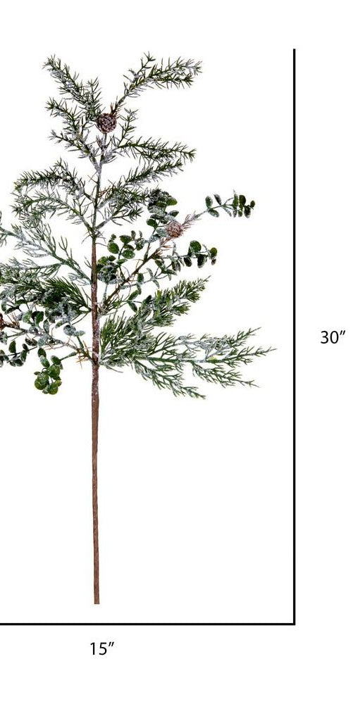 Vickerman 30" Green Snow Cedar and Eucalyptus Branch - Michelle's aDOORable Creations - Sprays and Picks