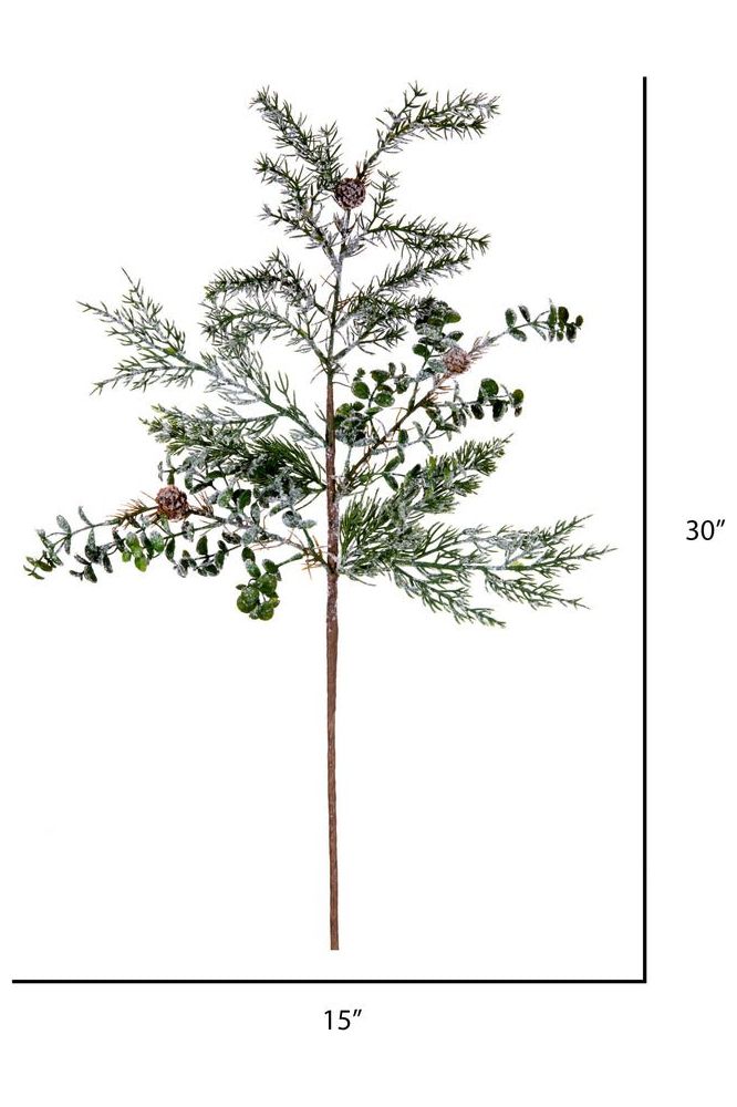 Vickerman 30" Green Snow Cedar and Eucalyptus Branch - Michelle's aDOORable Creations - Sprays and Picks