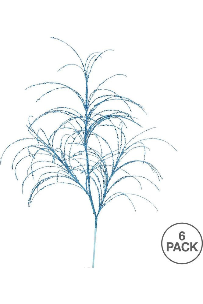 Shop For Vickerman 34" Glitter Grass Artificial Christmas Spray: Turquoise (Bag of 6) QG164012