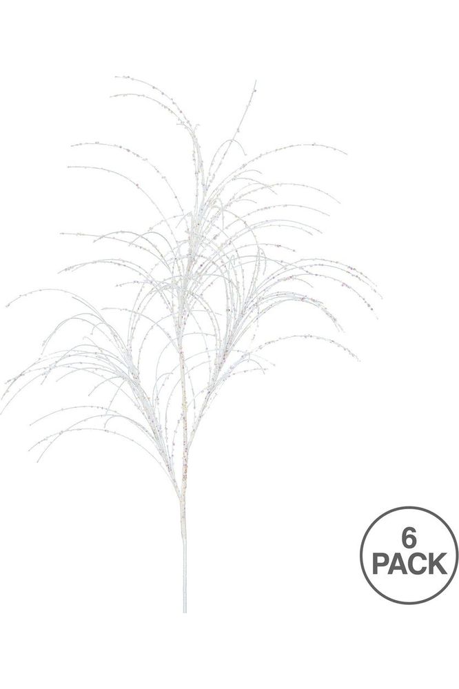 Shop For Vickerman 34" Glitter Grass Artificial Christmas Spray: White (Bag of 6) QG164001