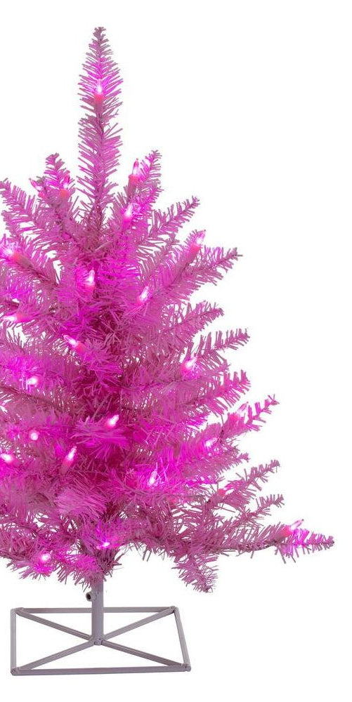Vickerman 36" Plastic Fir LED Light Christmas Tree in Pink - Michelle's aDOORable Creations - Christmas Tree