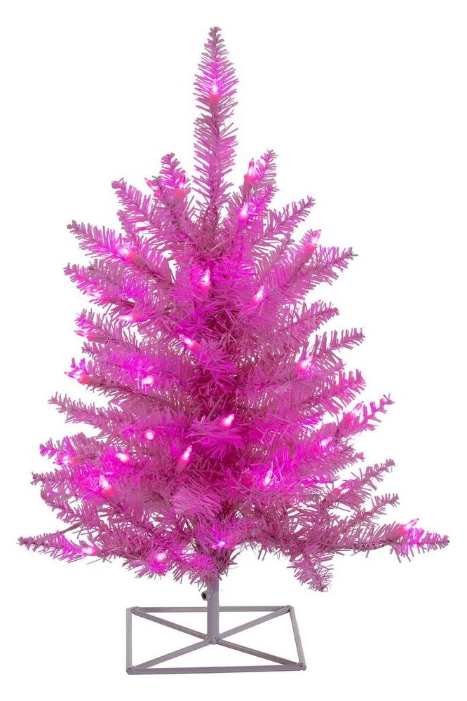 Shop For Vickerman 36" Plastic Fir LED Light Christmas Tree in Pink K163731LED