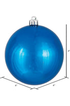 Vickerman 4" Blue Shiny Ball Christmas Tree Ornament (6 pack) - Michelle's aDOORable Creations - Holiday Ornaments