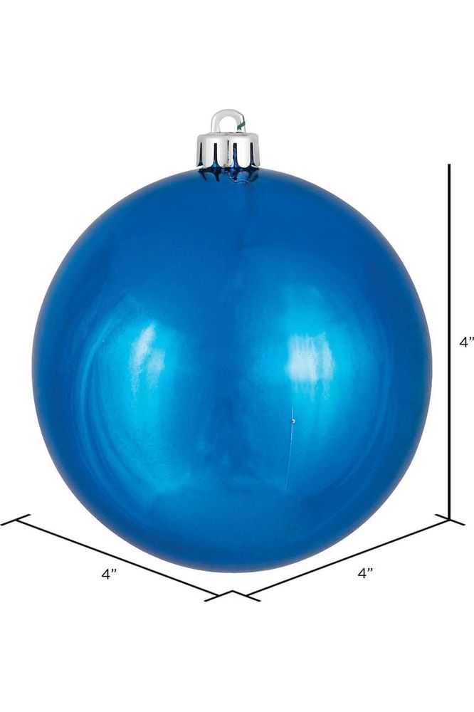 Vickerman 4" Blue Shiny Ball Christmas Tree Ornament (6 pack) - Michelle's aDOORable Creations - Holiday Ornaments