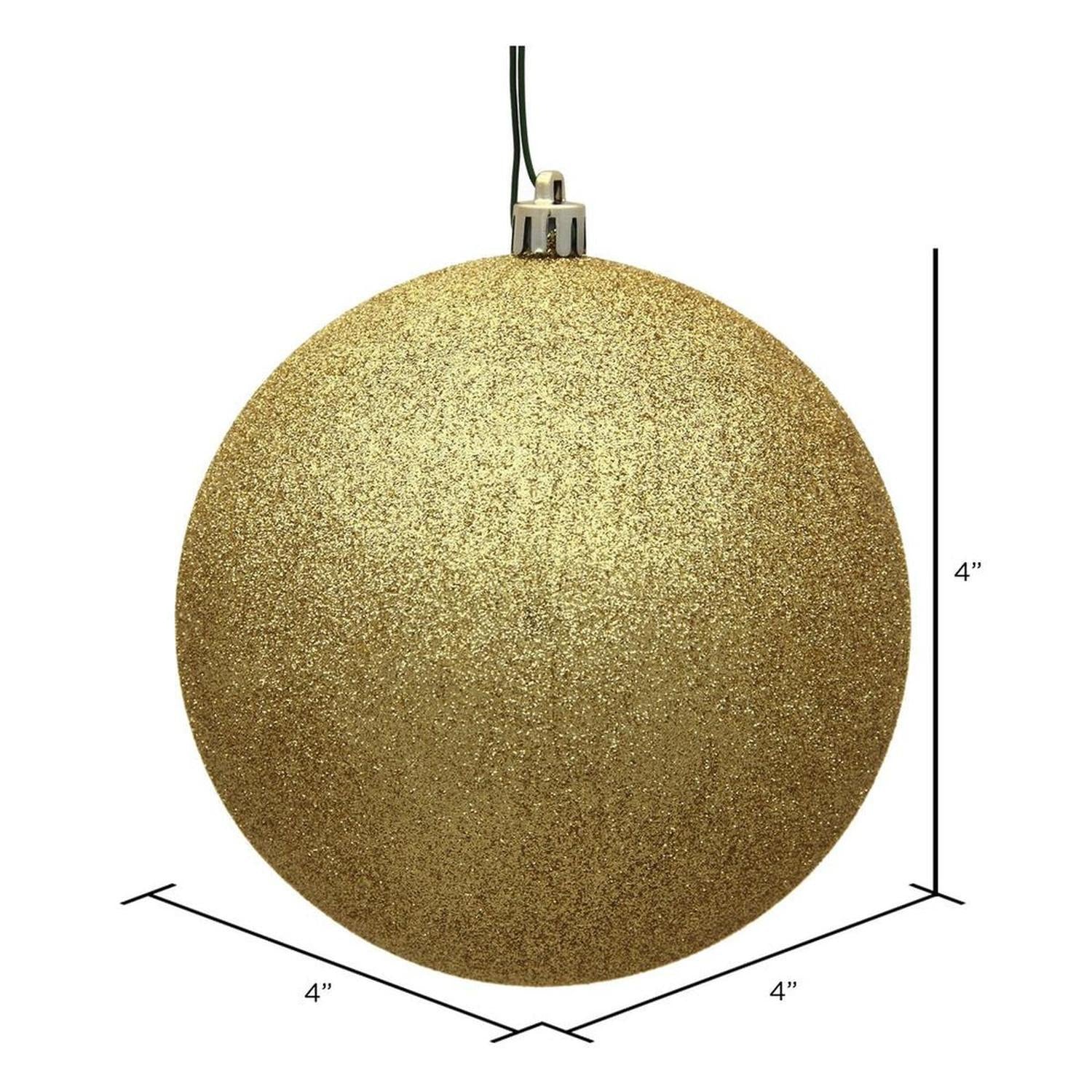 Gold Glitter Ball Christmas Ornaments (6 pack)